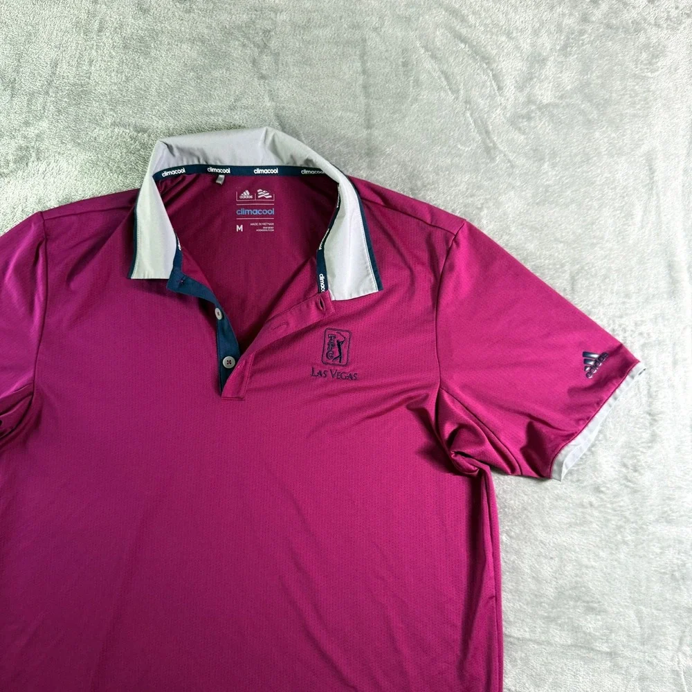 Adidas Climacool Golf Polo Shirt Las Vegas PGA Tour Pink Medium